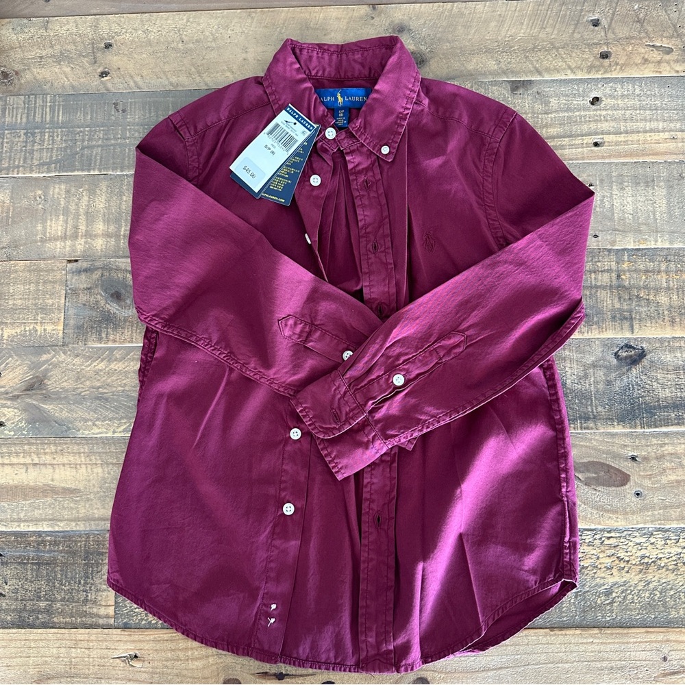 NWT Boy’s Ralph Lauren Maroon Button-down long-sleeve dress shirt